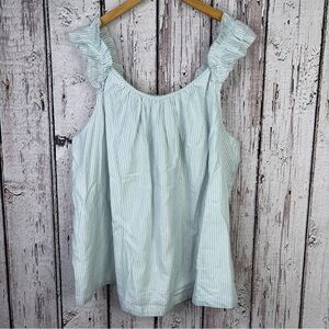 🏷️NWT Lane Bryant Plus Size 22 Swing Lurex Stripe‎ Ruffle-Sleeve Tank Lined Top